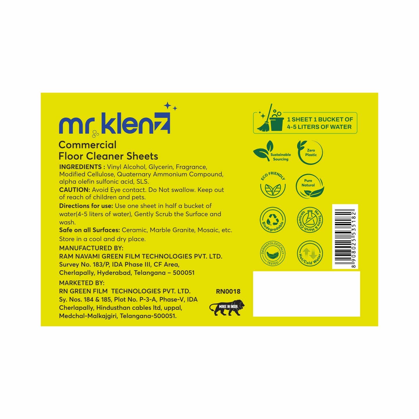 Commercial Floor Cleaner Sheets