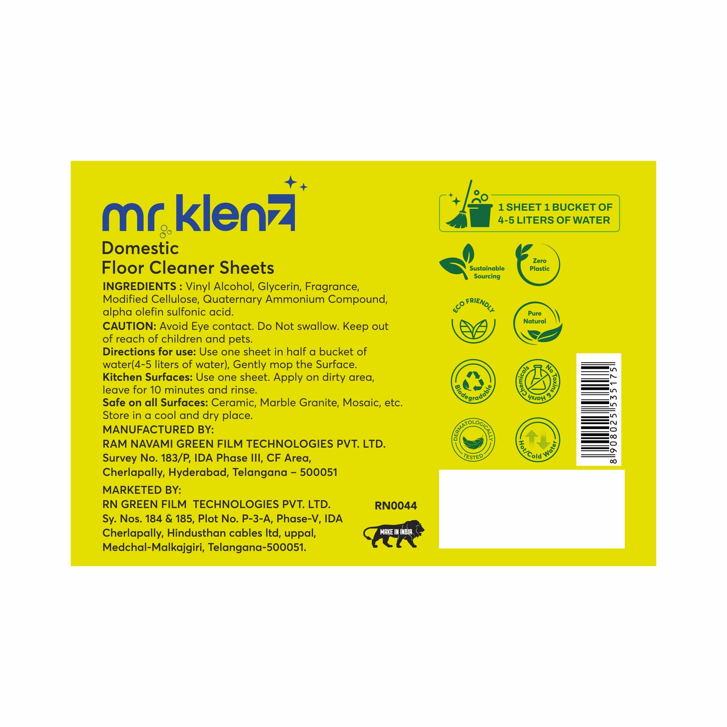 Domestic Floor Cleaner Sheets